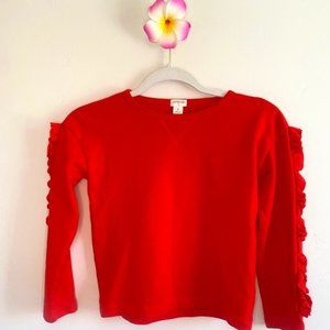 Crewcuts Red Ruffle Sleeve Sweatshirt Girl's Sz 8